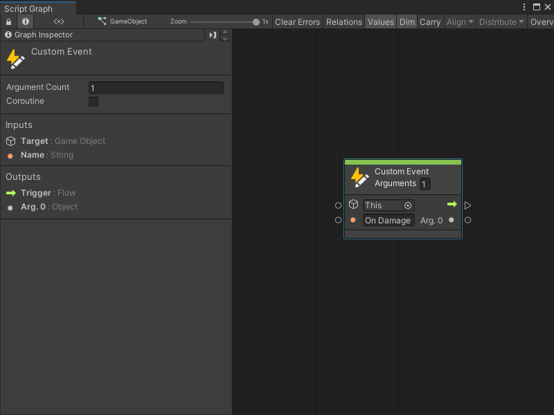 A custom event with one argument - an integer indicating damage amount.