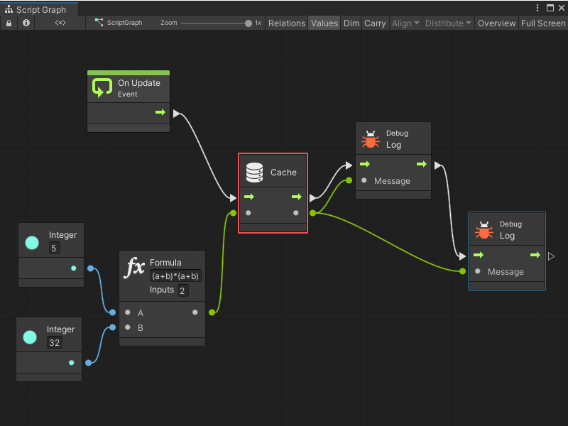 A graph that checks the cache before running the formula. If the cache has a value, the formula isn't calculated.